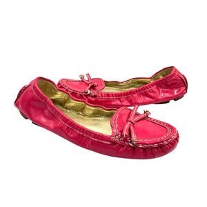 Coach Isabelle Watermelon Pink Patent Leather Driving Mocassin Loafers Flats